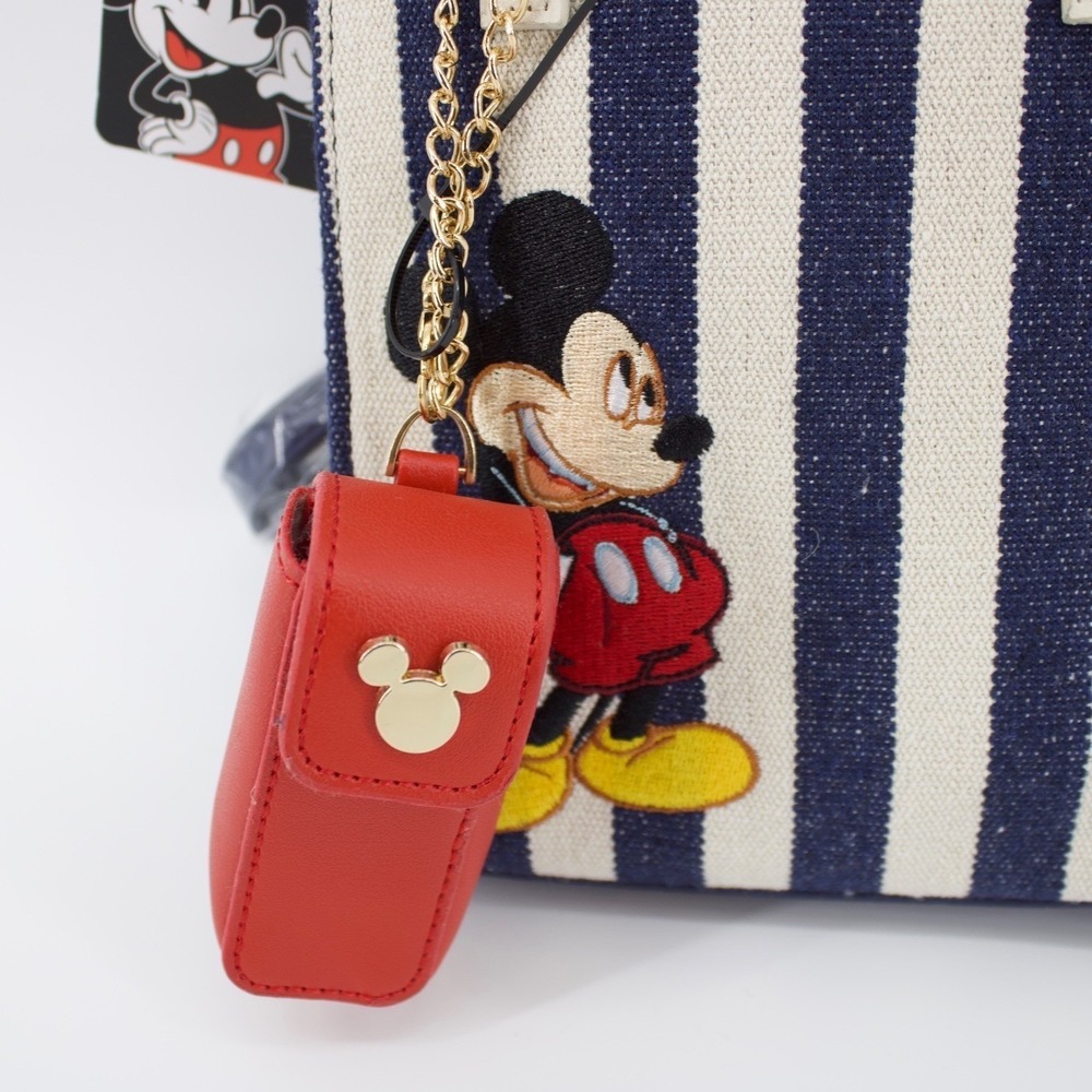 Disney Bioworld Mini Tote Bag Womens Mickey Mouse Navy White Striped NEW Park - Picture 3 of 10
